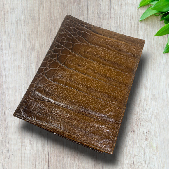 Vintage 1980's Genuine Leather Reptile Embossed Credit Card Wallet West Germany - Picture 1 of 5